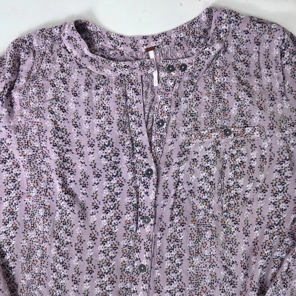 Free People Purple Floral Top Lavender Small Cottagecore‎ Fairycore Boho Peasant